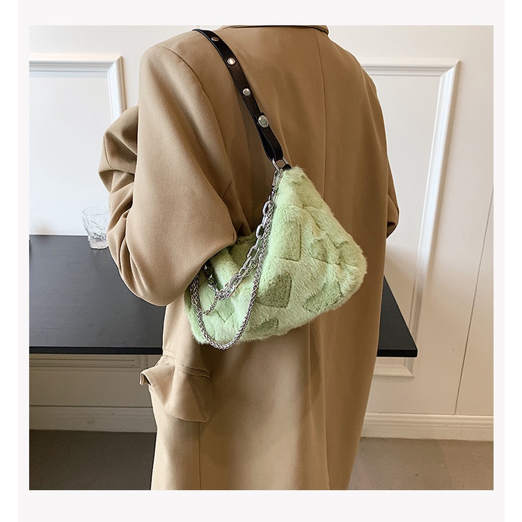Túi Xách Đeo Vai Phủ Bông Phối Dây Xích Thời Trang Mùa Thu Mới 2022 Dành Cho Nữ