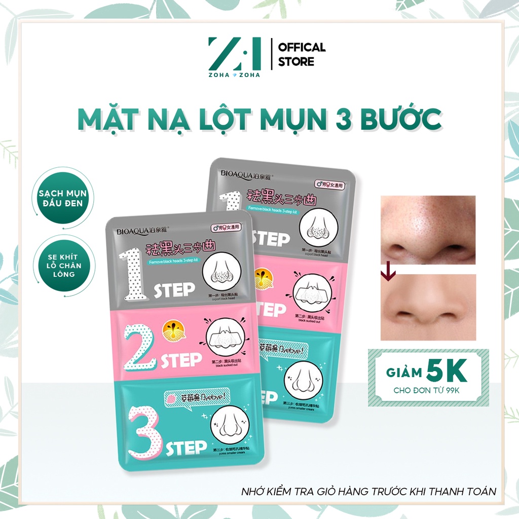 Lột Mụn Đầu Đen Mụn Cám Sét Mặt Nạ Lột Mụn 3 Bước Bioaqua  zoha