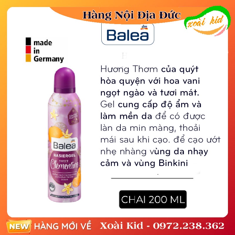 Combo bộ Kem ức chế lông mọc chậm dưỡng da sau wax lông, cạo lông Balea Đức - Date mới Đủ Bill