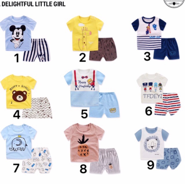 Bộ quần áo cotton xuất Hàn họa tiết mèo Hello Kitty cho bé gái