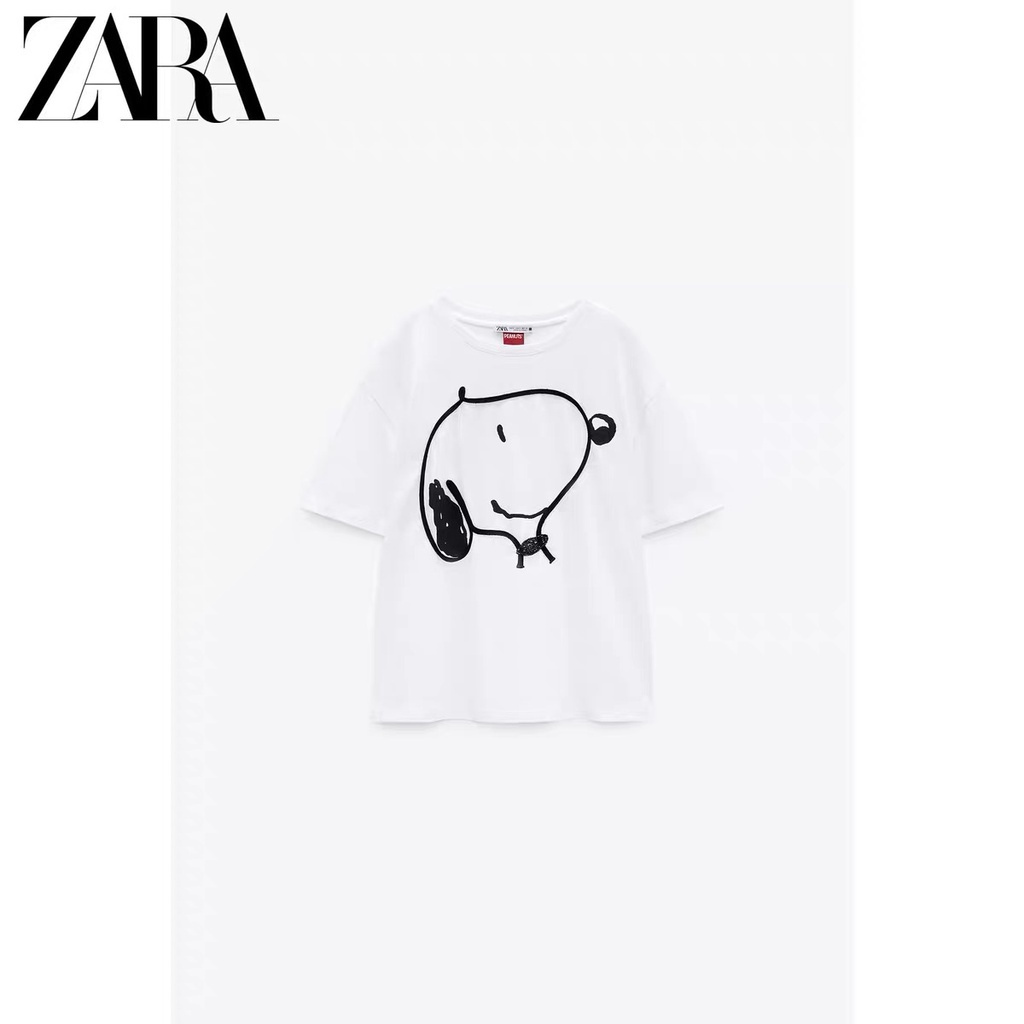 Zara Áo Thun Tay Ngắn In Họa Tiết Thời Trang Xuân Hè Cho Nữ