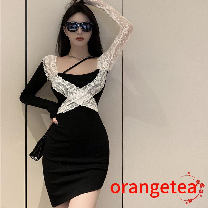 Váy body Tay Dài Phối Ren Quyến Rũ Cho Nữ