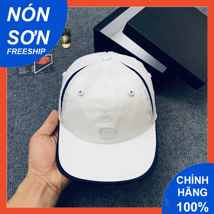 Mũ Lưỡi Trai Nón Sơn Trắng Viền Xanh Đậm Vải Dù Logo Vuông Chính Hãng Hàng Chuẩn Tem 7 Màu Thời Trang Cao Cấp Mới
