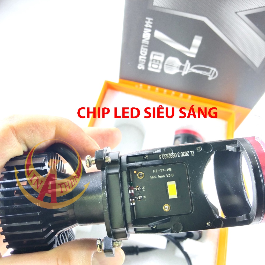 Đèn pha LED cao cấp Y7D-H4 cho Ô tô, xe máy. Ánh sáng RỘNG, đường cắt LAZER SẮC NÉT