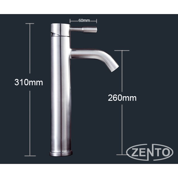 Vòi chậu Lavabo nóng lạnh dương bàn Inox Zento SUS3313