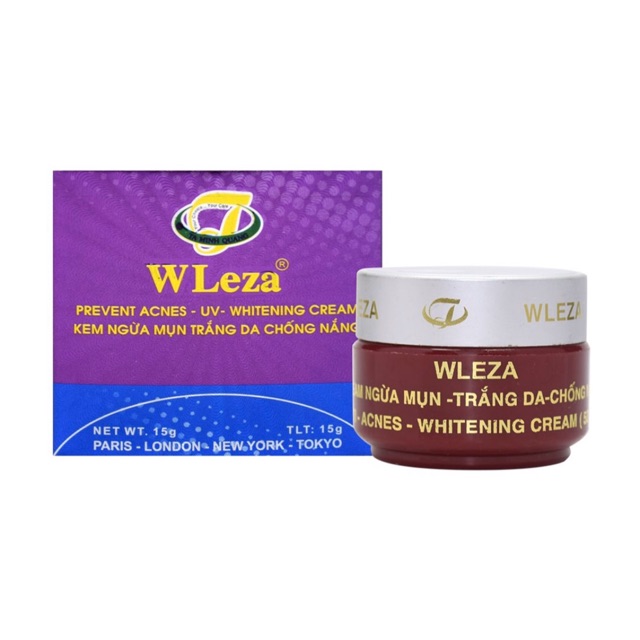 KEM NGỪA MỤN TRẮNG DA CHỐNG NẮNG WLEZA 15G