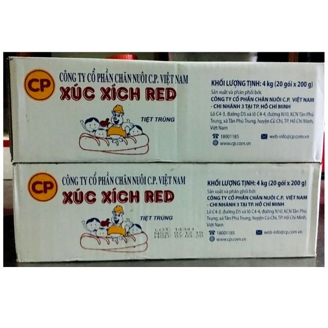 (NOW SHIP 1H) Xúc Xích Tiệt Trùng Ăn Liền CP Red Đỏ Vị Heo, Gold Vàng Vị Bò Gói 200g 5 Cây-  thucphamdonglanh.cp.store