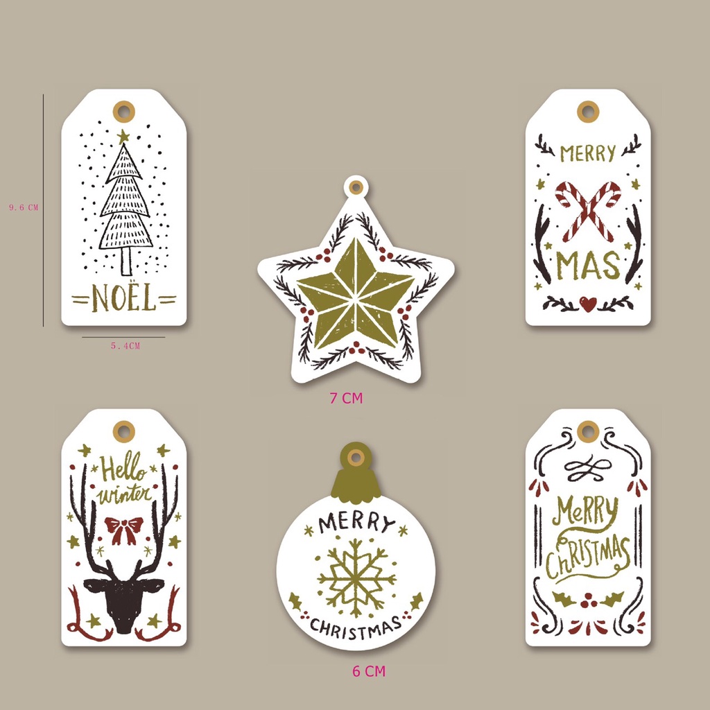 Decal và thẻ giấy trang trí Noel - Phụ kiện trang trí quà Noel dễ thương