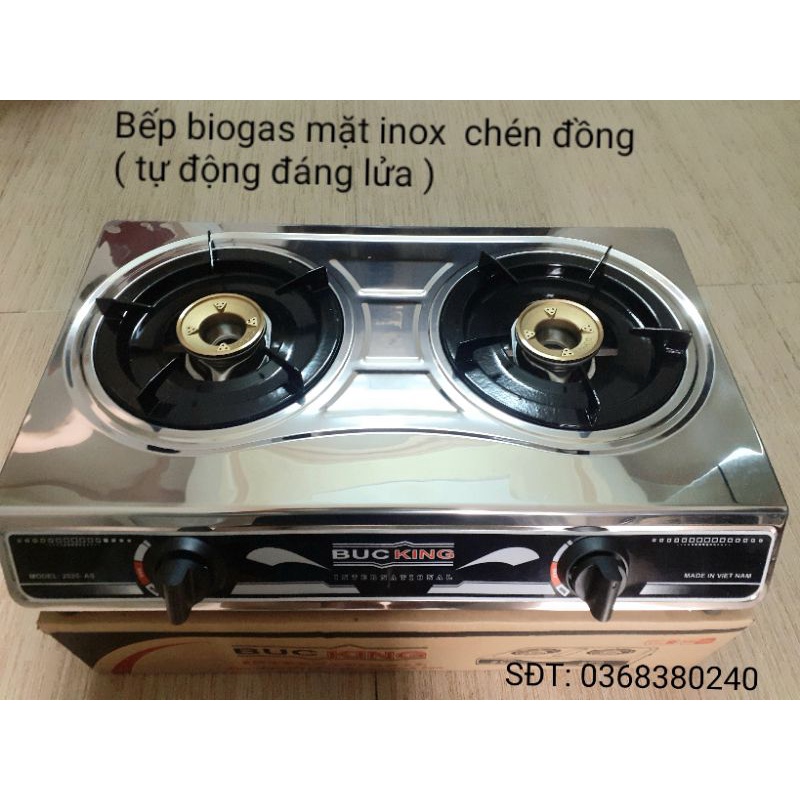 Bếp biogas chén đồng ( đánh lửa tự động) sử dụng khí sinh học bioga, khí chăn nuôi