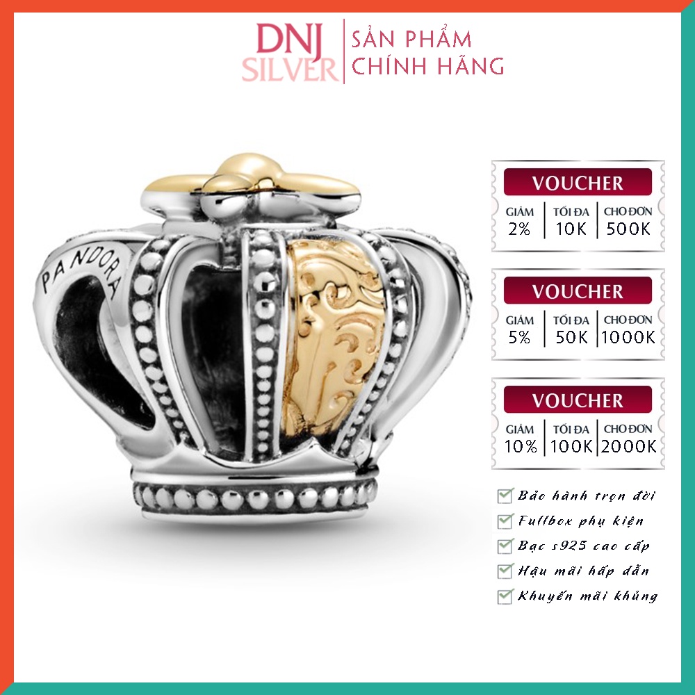 [Hàng cao cấp] Charm bạc 925 cao cấp, hàng chuẩn bạc - Charm Two-tone Regal Crown thích hợp để mix vòng tay charm -DN159