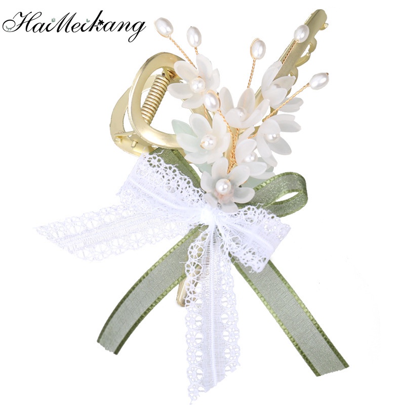 Kẹp tóc Haimeikang đính ruy băng đính nơ thời trang