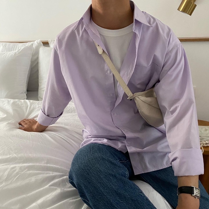 ÁO SƠ MI NAM - HEE BY OHI - Màu Tím Nhạt Pastel Cotton 100%