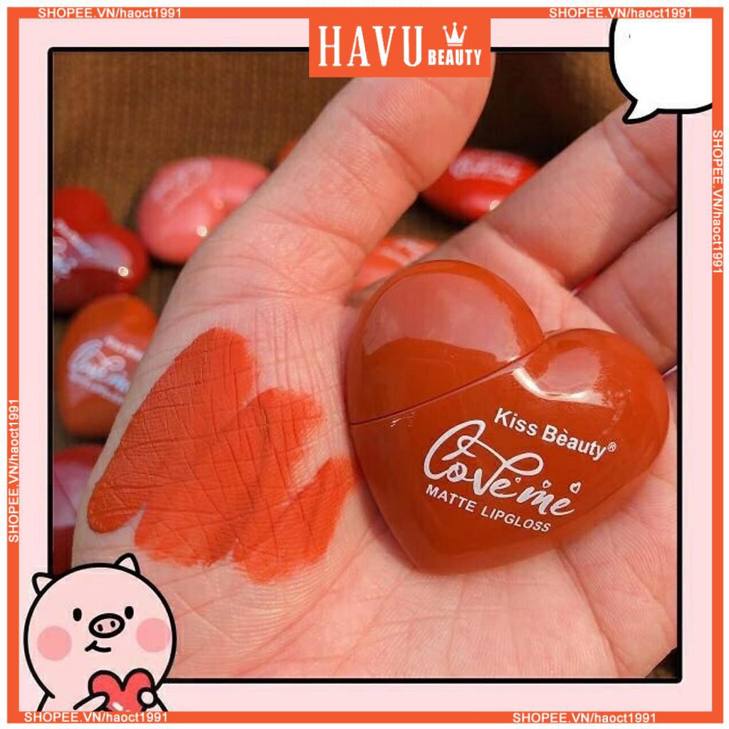 Son Kem Lì KissBeauty Love Me Hình Trái Tim - Chất Son Lì Bám Môi Mềm Mịn Và Lên Màu Cực Đẹp