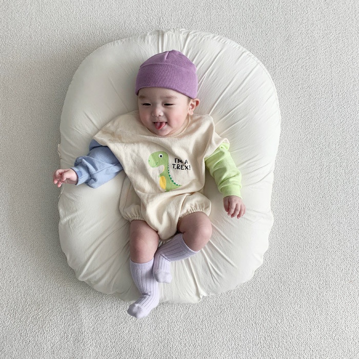 Áo Liền Quần Dài Tay Hình Khủng Long Cho Bé Trai &amp; Gái Sơ Sinh