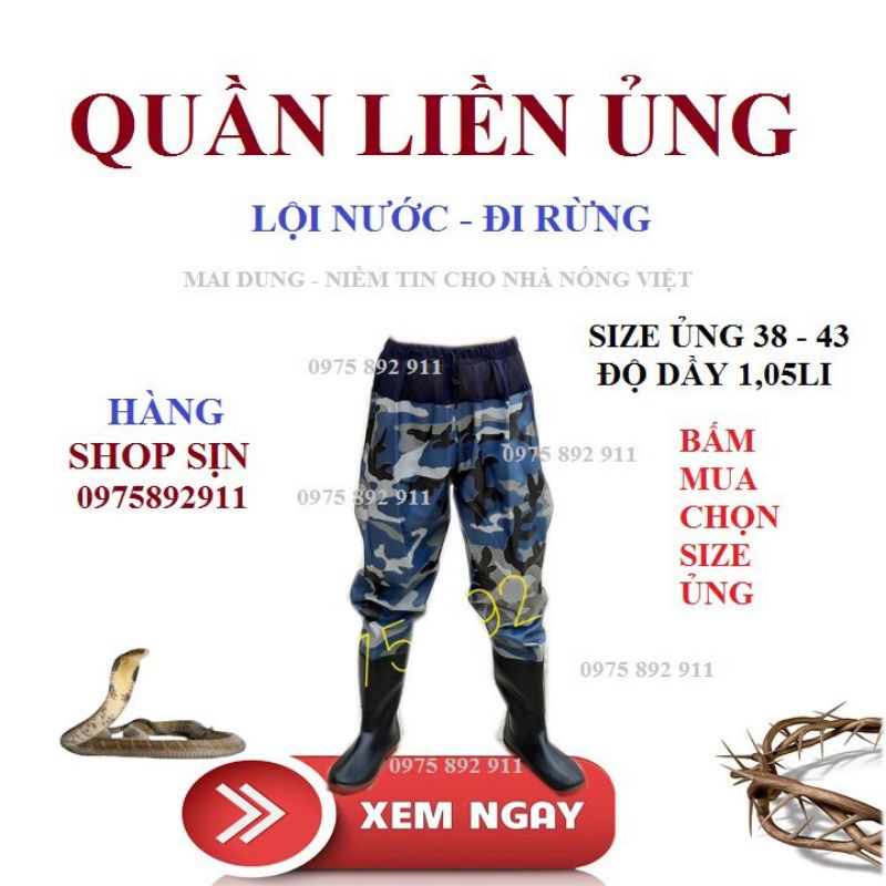 Quần liền ủng lội nước , đi rừng loại sịn