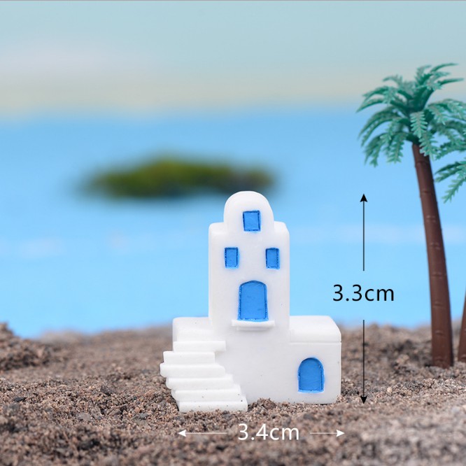Combo mẫu mô hình các kiến trúc nhà cửa phong cách Santorini Địa Trung Hải trang trí tiểu cảnh, sa bàn, DIY