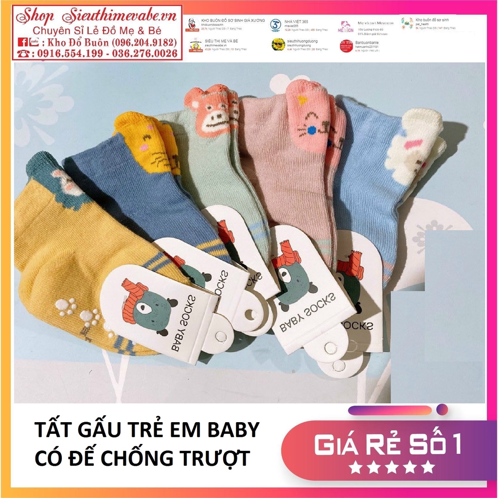 TẤT GẤU TRẺ EM CHỐNG TRƯỢT BABY SOCKS 0-1 TUỔI