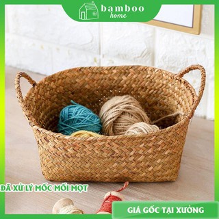 Giỏ cói THE BAMBOO decor đựng đồ có 3 size màu tự nhiên
