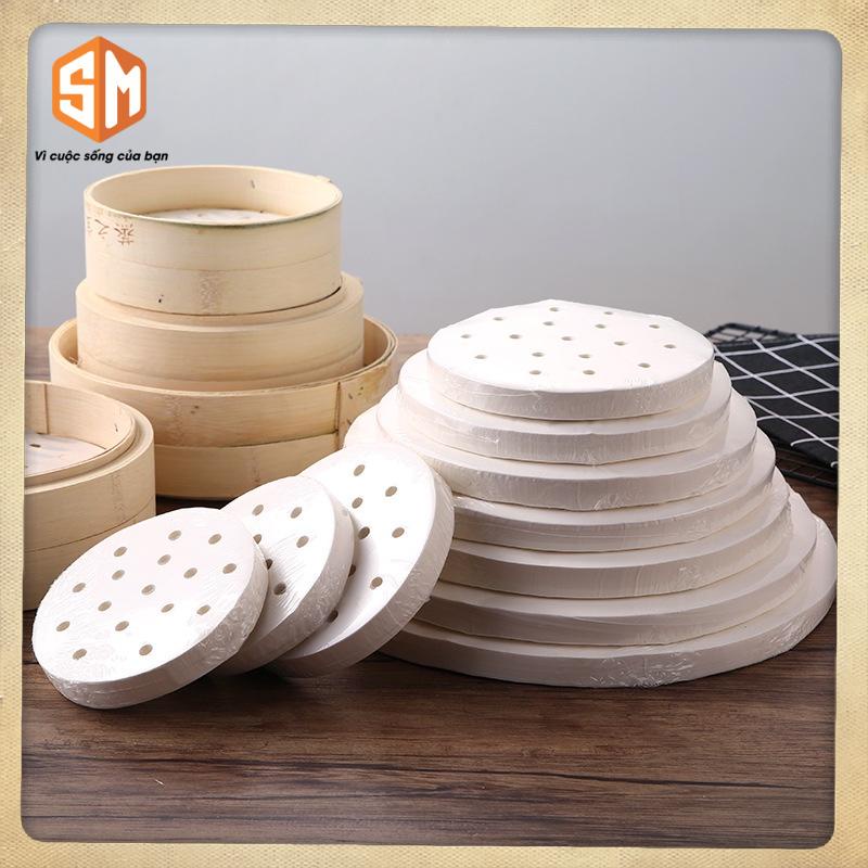 (Set 100) Giấy Nến Đục Lỗ Tròn Chống Dính Cho Nồi Chiên Không Dầu Xửng Hấp Tiện Lợi