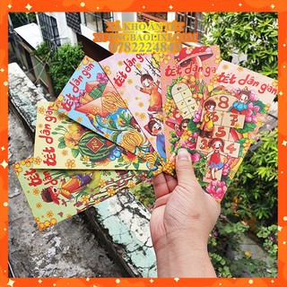 Set 100 Bao Lì Xì 2021 Bộ Tết Dân Gian - Giao Đủ 4-6 Mẫu - Tặng Bao Kính -Cam Kết Hàng Chất Lượng - được chọn mẫu