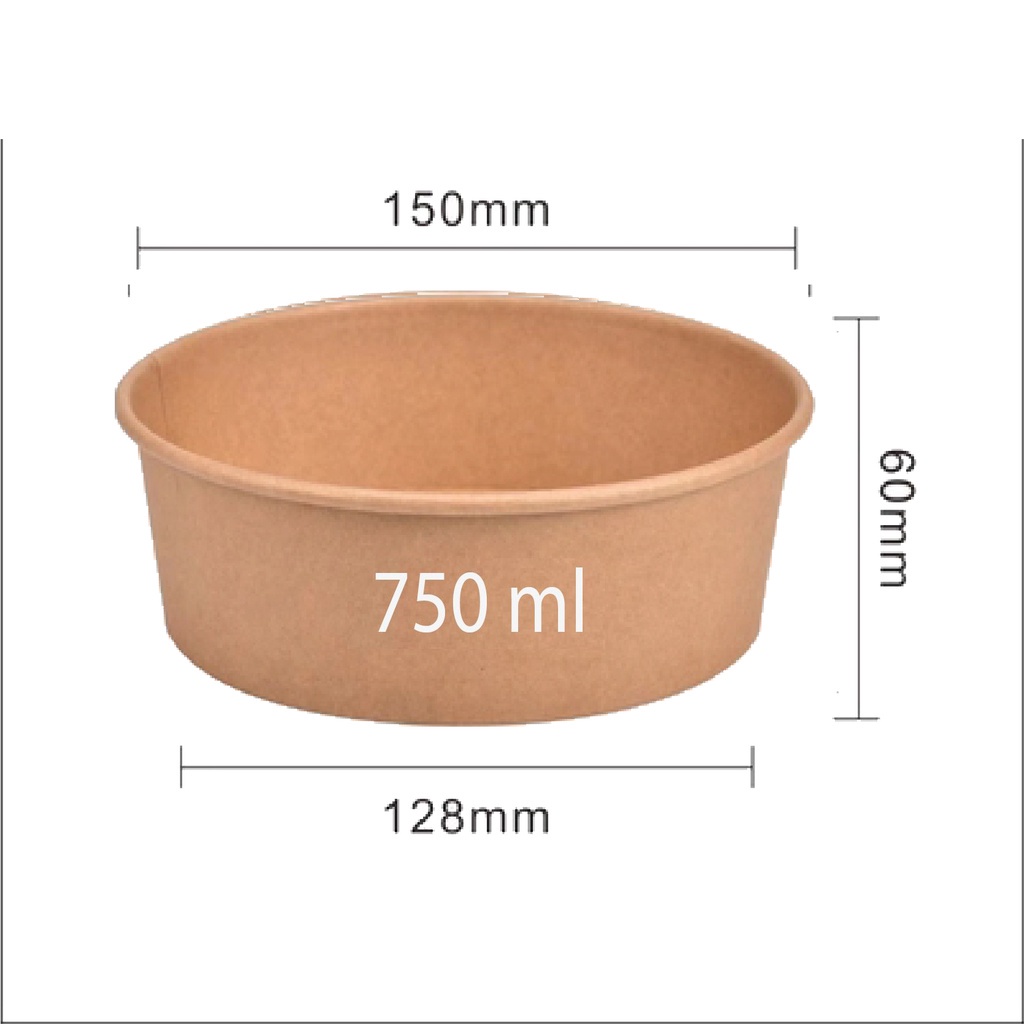 Tô giấy Kraft Hộp để thức ăn bằng giấy 1 lần Bát đựng cháo phở cơm có nắp Hộp giấy đựng thức ăn nhanh An toàn thực phẩm