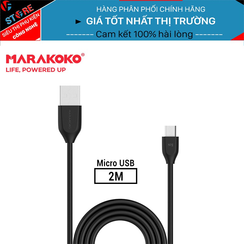 Cáp sạc điện thoại Marakoko MCB1 Micro USB dài 2m (hỗ trợ sạc nhanh Max 2.4A)