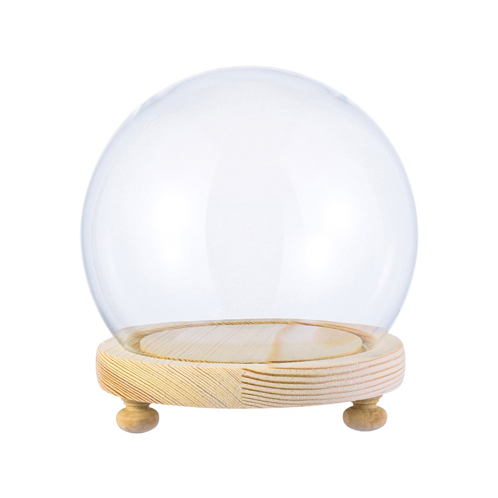 Lọ Thủy Tinh Trồng Cây Thủy Tinh Trong Suốt Đế Gỗ Hình Cầu Có Đèn Trưng Bày