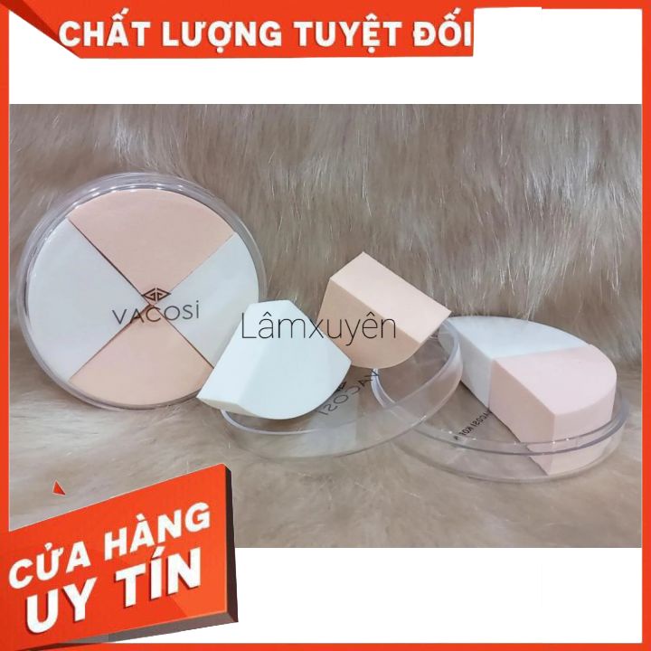 BÔNG PHẤN VACOSI ướt tam giác vuông (bịch 4 miếng)