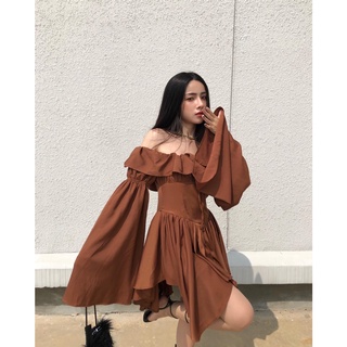 B. đầm xoè thiết kế lucie - đầm xoè 01 - màu nâu