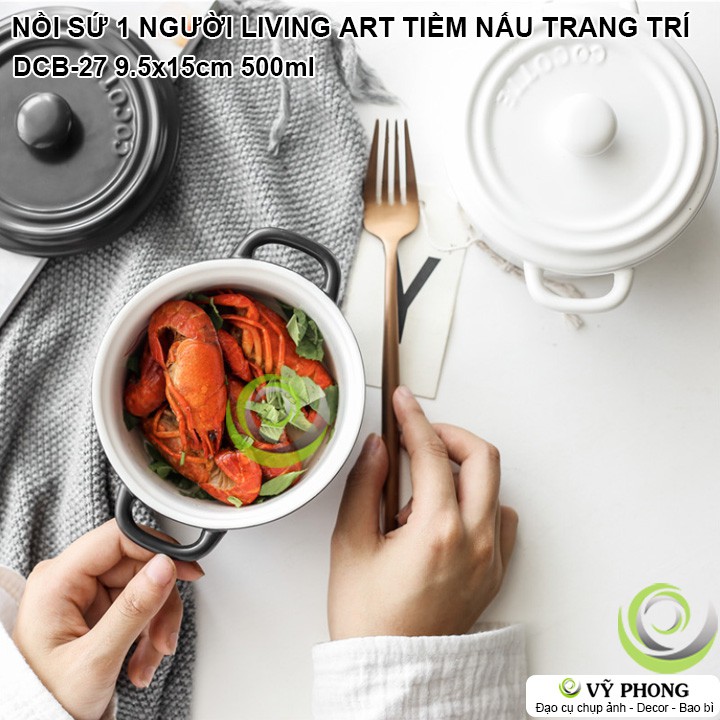 NỒI SỨ THỐ SỨ NHỎ 1 NGƯỜI LIVING ART NORDIC STYLE TIỀM NẤU TRANG TRÍ BẾP ĐẠO CỤ CHỤP ẢNH SẢN PHẨM INS DCB-27