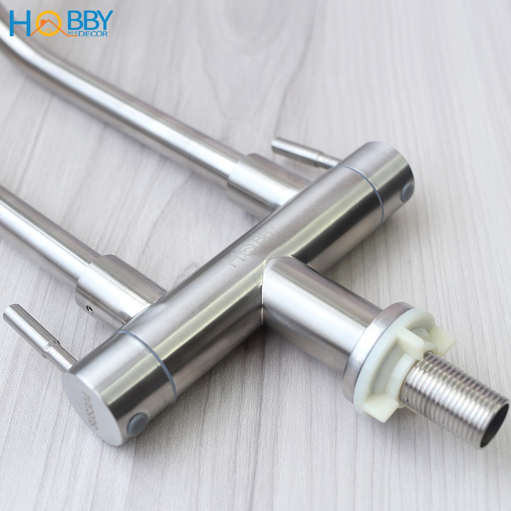 Vòi rửa chén lạnh 2 đầu Inox 304 HOBBY RC2D cao cấp không rỉ sét