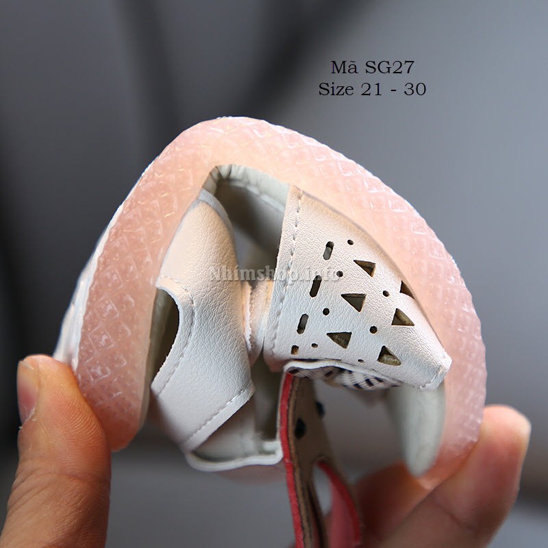 Sandal bé gái 1 - 5 tuổi họa họa tiết thỏ dễ thương da mềm quai dán tiện dụng SG27
