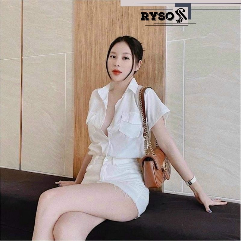 Áo sơ mi nữ  tay ngắn chất kate cao cấp phong cách tinh tế cho nàng