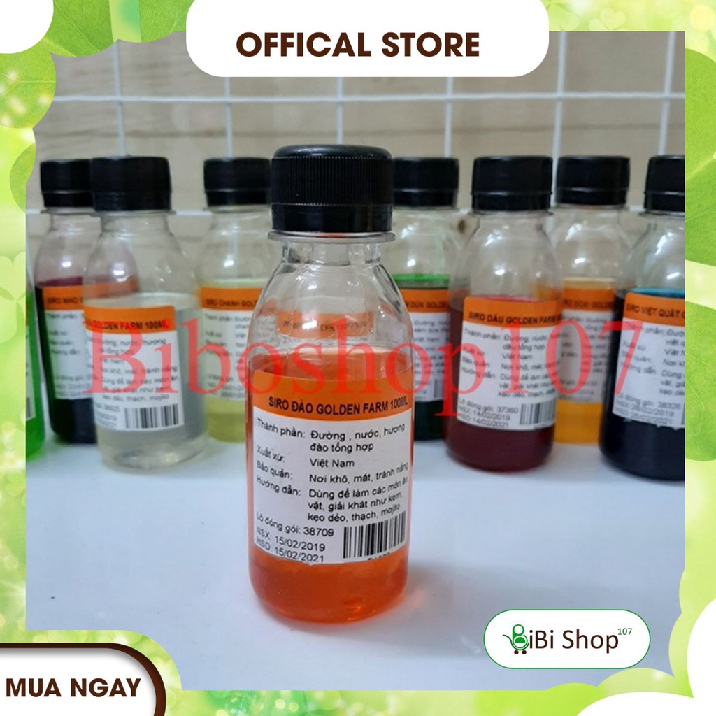 🎶Siro Hương Đào Golden Farm 100ml🎶