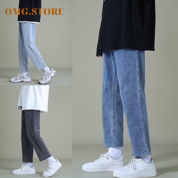 Quần baggy nam nữ ống rộng rách gấu, dáng suông hottrend