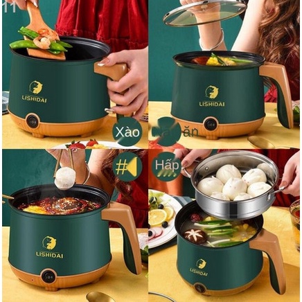 Nồi lẩu điện mini cao cấp đa năng 2 nấc, Nồi Nấu Lẩu Mini Cầm Tay, Ca Mỳ Điện siêu xinh