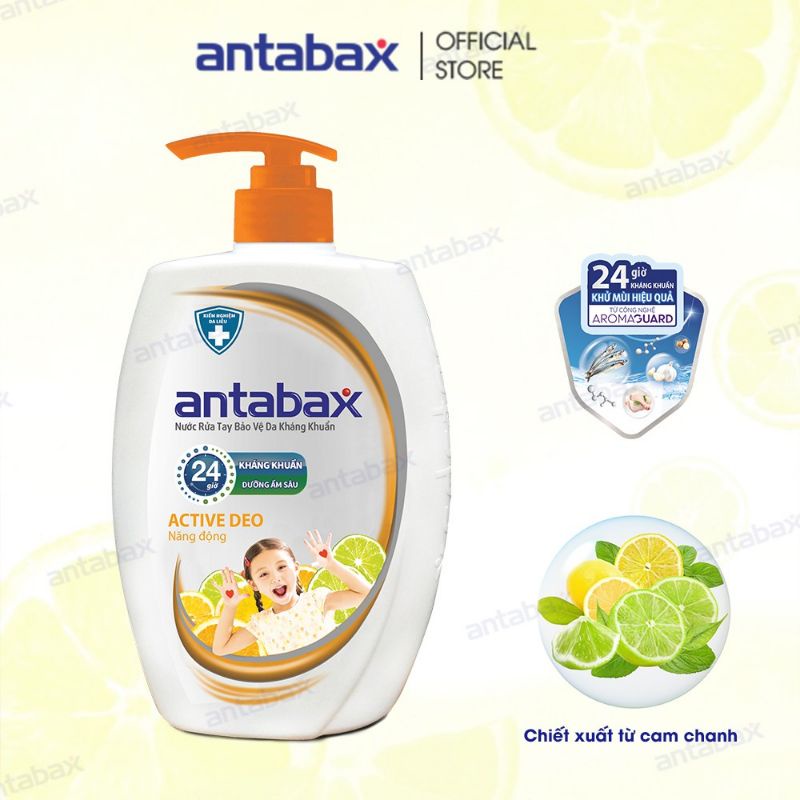 Nước rửa tay diệt khuẩn Antabax 500ml hương cam chanh