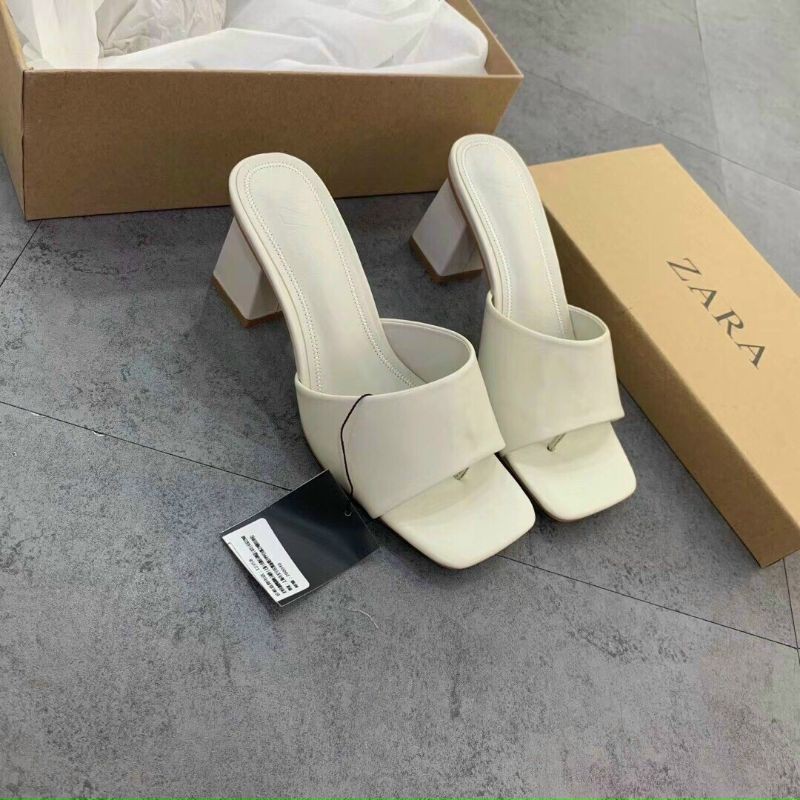 H(ẢNH THẬT) Guốc 7p Gót Vuông Zara Quai Ngang Da Mềm Êm Fullbox Tem Hãng Cao Cấp
