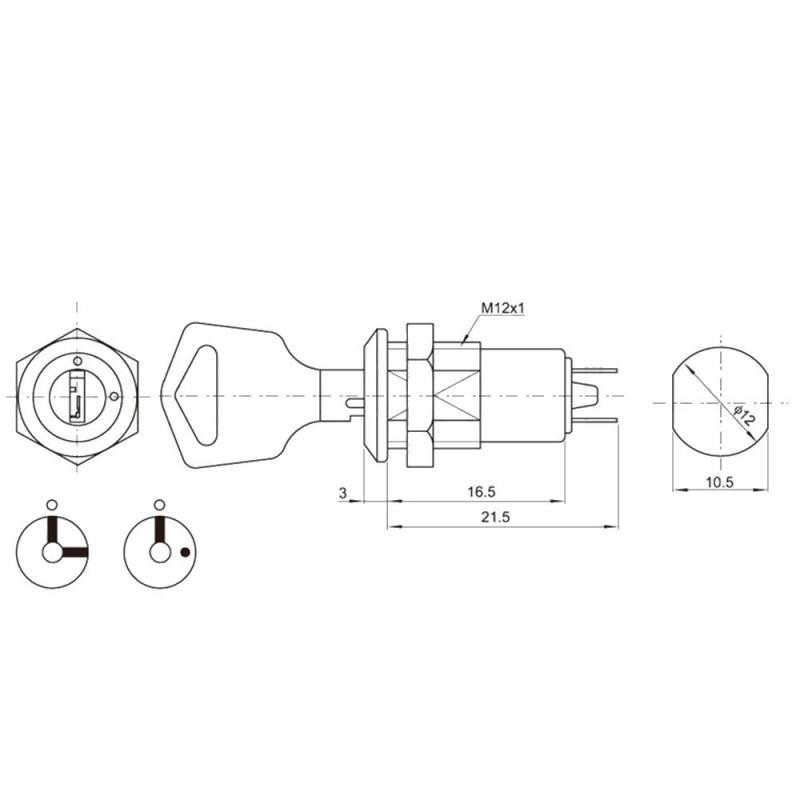 Ổ Khóa Điện Tử Bằng Thép Không Gỉ 12x21mm 2pin 2 Phím Tiện Dụng