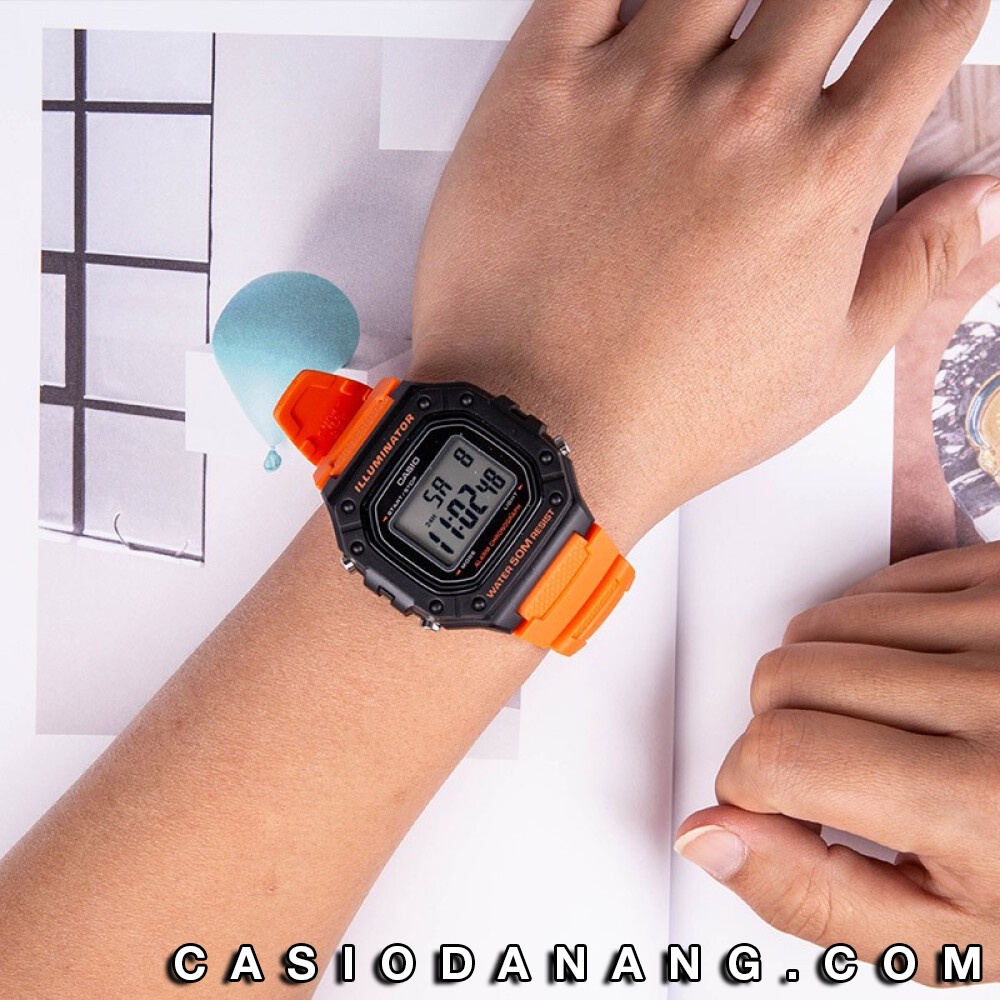 Đồng hồ nam dây nhựa Casio Standard chính hãng Anh Khuê W-218H-4B2VDF (43mm)