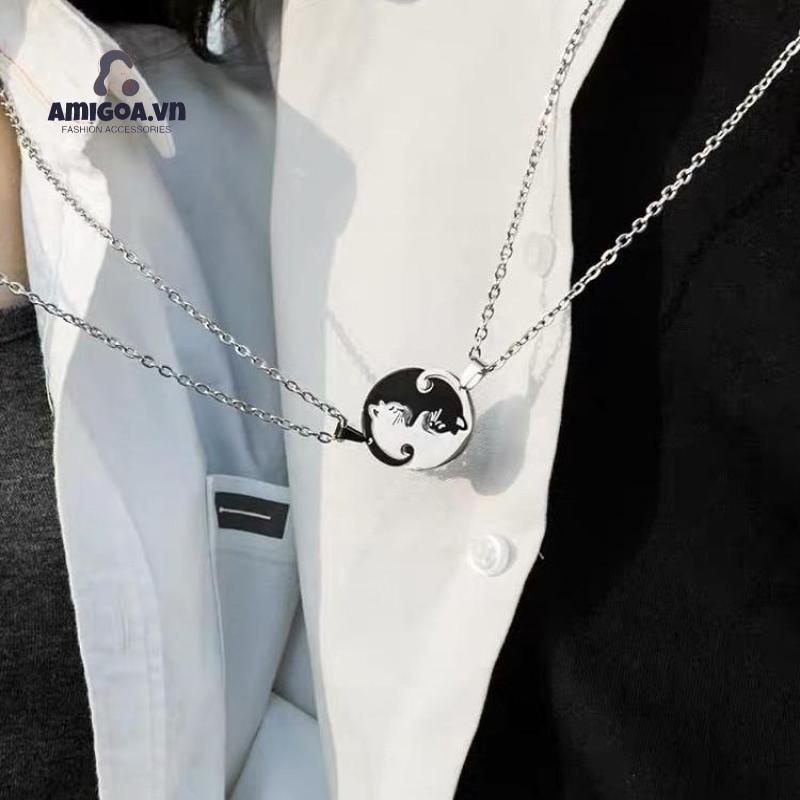 Vòng cổ Mặt Hình Mèo Bằng Thép Không Gỉ Thời Trang