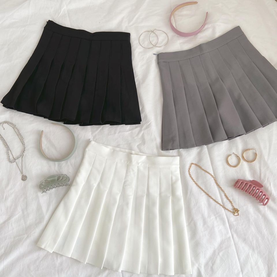 Váy tennis trơn khoá bên - Tennis skirt ulzzang ngắn xếp ly V965 | BigBuy360 - bigbuy360.vn