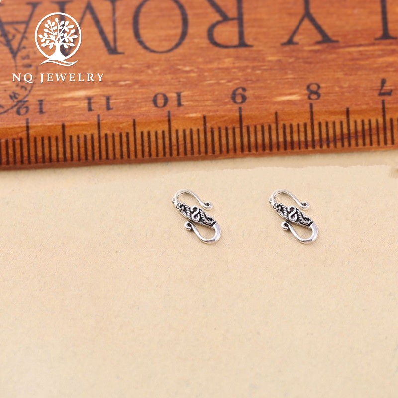 Combo 5 charm bạc móc khóa tròn kết vòng tay, dây chuỗi 6*12mm - NQ Jewelry