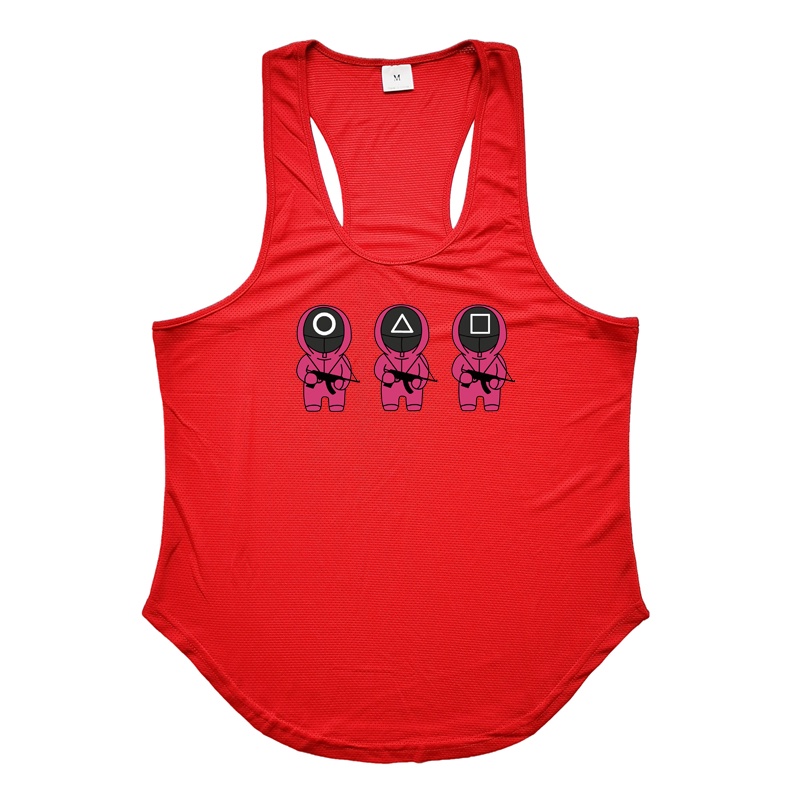 Áo tập gym nhanh khô làm bằng lưới có cỡ lớn họa tiết nhân vật trong phim squid  dành cho nam