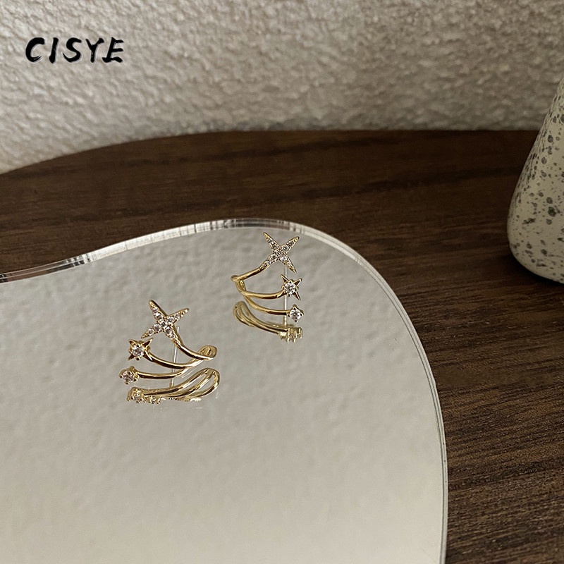 Khuyên tai hình chữ thập/ngôi sao/bướm/chữ thập đơn giản phong cách Hàn Quốc