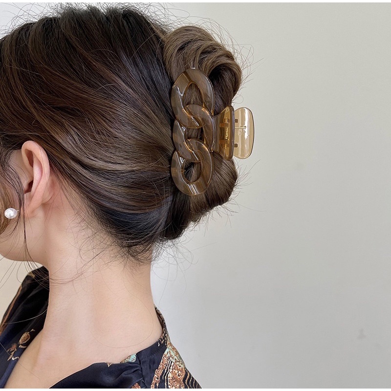 Kẹp Tóc Càng Cua Chuỗi Mắt Xích Jelly Acrylic Cầu Vồng Nhiều Màu