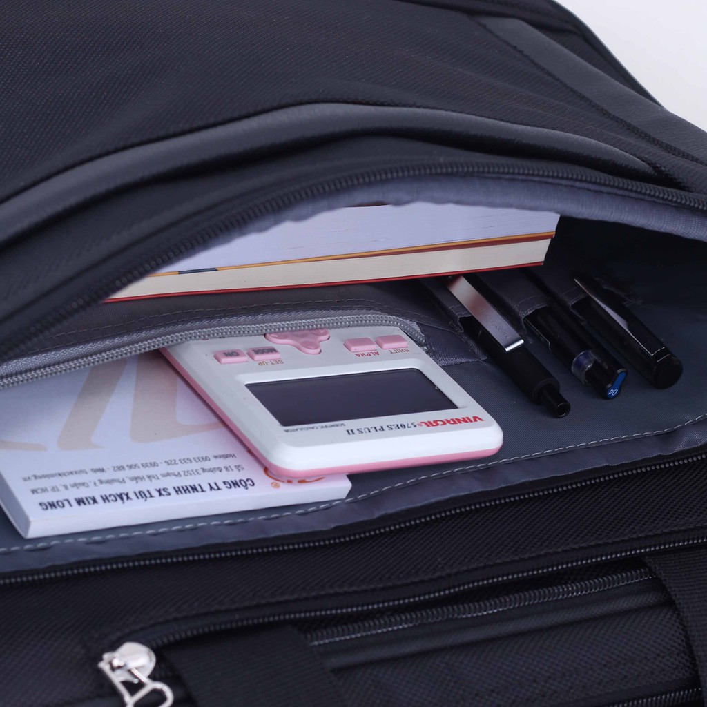 Cặp laptop, cặp laptop 14 inch đa năng, cặp đa năng có quai đeo balo, dây đeo chéo Kim Long KL14 đen | BigBuy360 - bigbuy360.vn