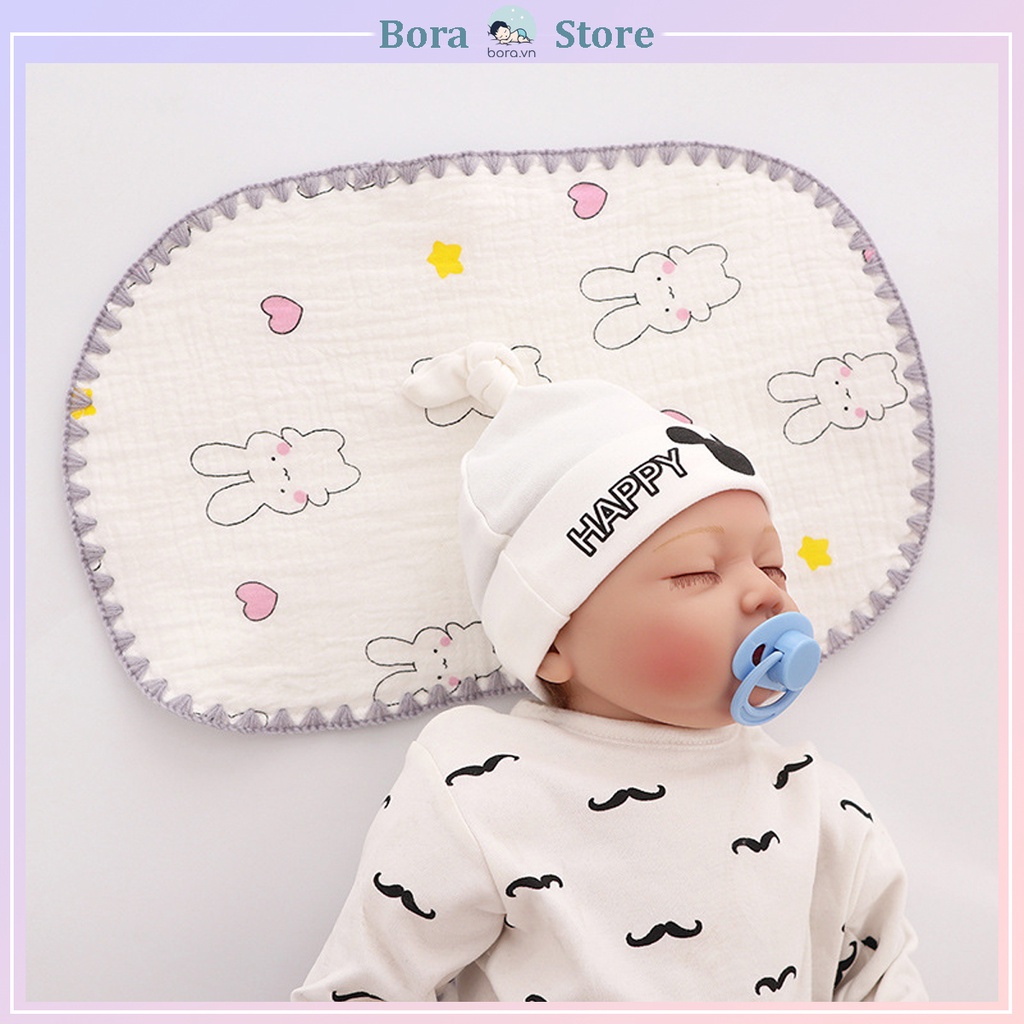 Gối xô sơ sinh cotton 10 lớp mềm mại, thoáng khí cho bé