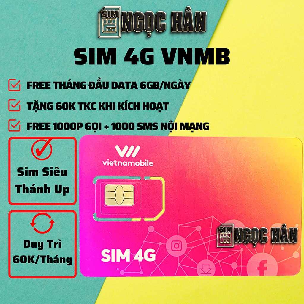 Sim Vietnammobile Siêu Thánh Up - Tặng 60k Tài Khoản Chính, Tặng 180GB tháng, Nghe gọi miễn phí thumbnail
