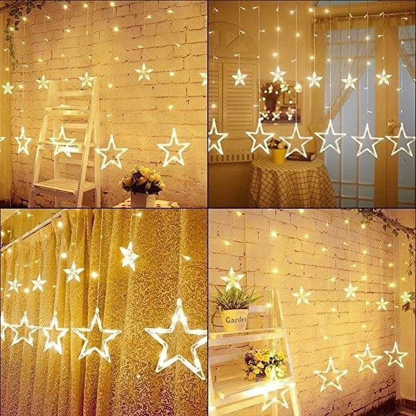 ⚡ Siêu Xinh ⚡ Đèn Rèm Ngôi Sao Nhấp Nháy 12 SỢI - Đèn Trang Trí - Dây Đèn Led Lấp Lánh Đêm Noel